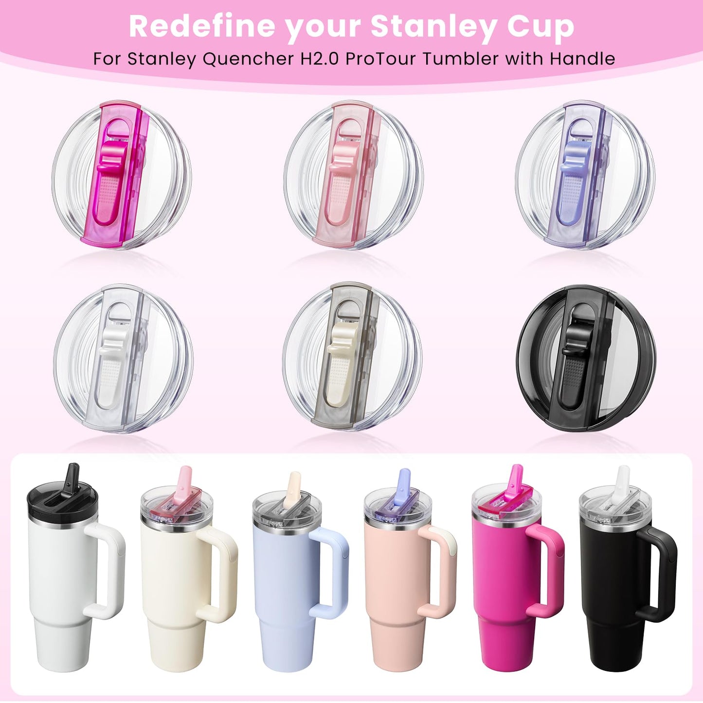 ANTAND 2 Pack Detachable Flip Straw Lid Replacement for 40 oz Stanley Quencher H2.0 & ProTour, Leakproof Spill Proof Lids Straw Cover for Stanley Cup Accessories 40oz, Easy to Clean (Cream, Cream)