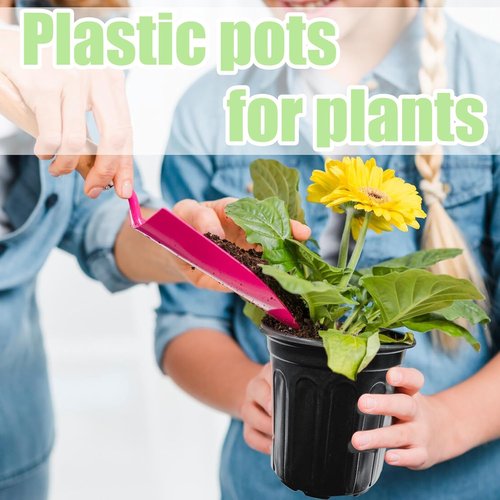 Jgalnim 60-Pack 1 Gallon Nursery Plant Pots - Durable Flexible Plastic Seedling Containers for Succulents & Cuttings | Black