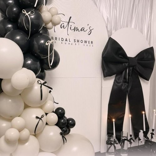 Black Bow Decor | 2 Pack Large & Small Coquette Wall Backdrop for Valentine's Day & Weddings