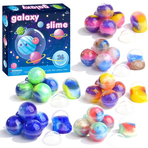 36-Pack Galaxy Slime Ball Kit – Party Favors for Kids, Stress Relief Squeeze Toys, Classroom Rewards, Goodie Bag Stuffers, Funny Gifts for Teens Boys Girls
