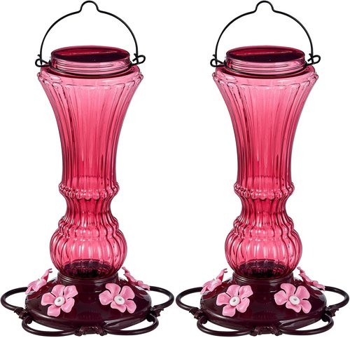 Bereserie Hummingbird Feeder - 2 Pack Outdoor Bee-Proof Design with 5 Flower Ports | 20 oz Capacity