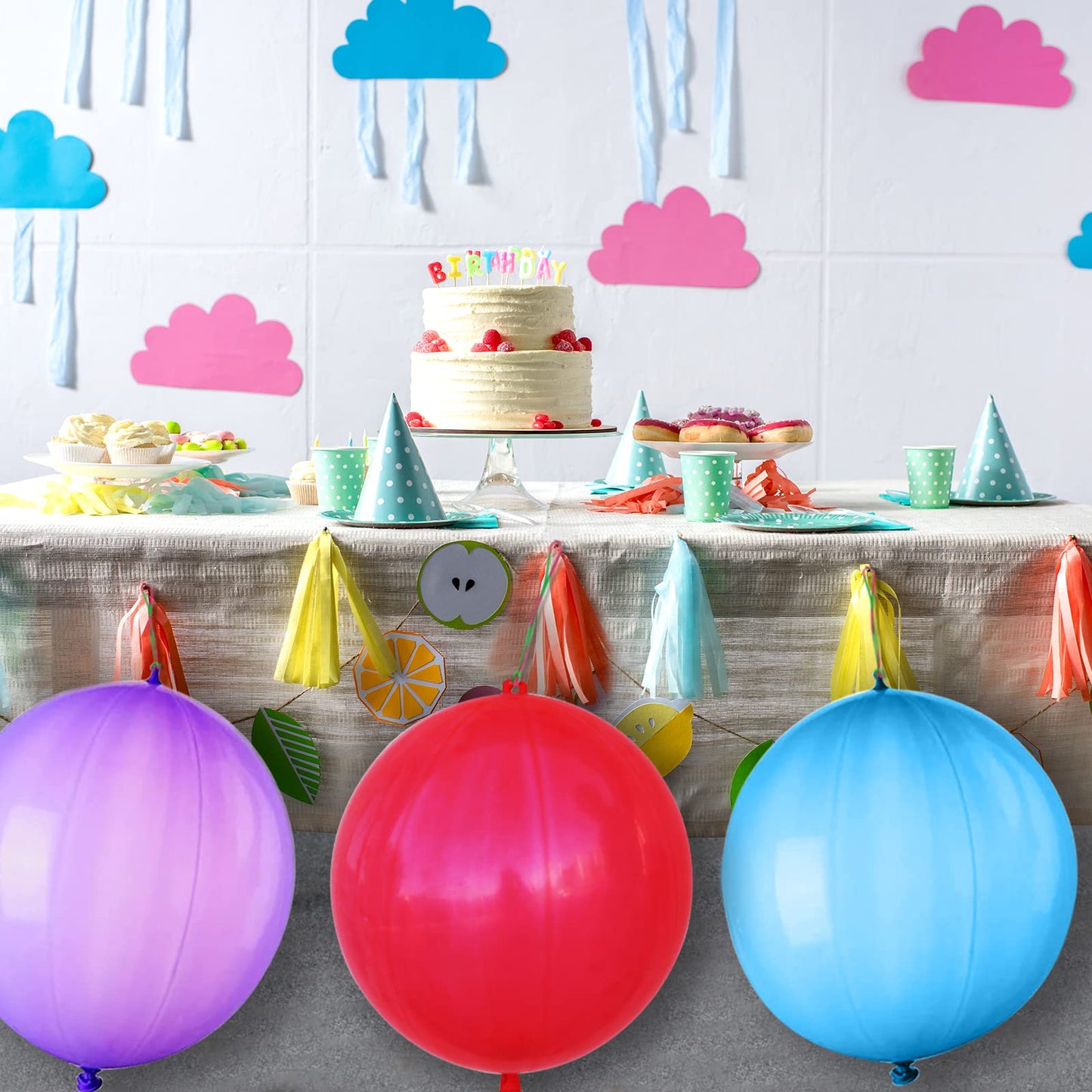 LEEZZIZZ 41Pcs Punch Balloons, Thickened Neon Punching Balloon Heavy Duty with Rubber Band Handle Birthday Party Favors for Kids Weddings Goodie Bag Supply