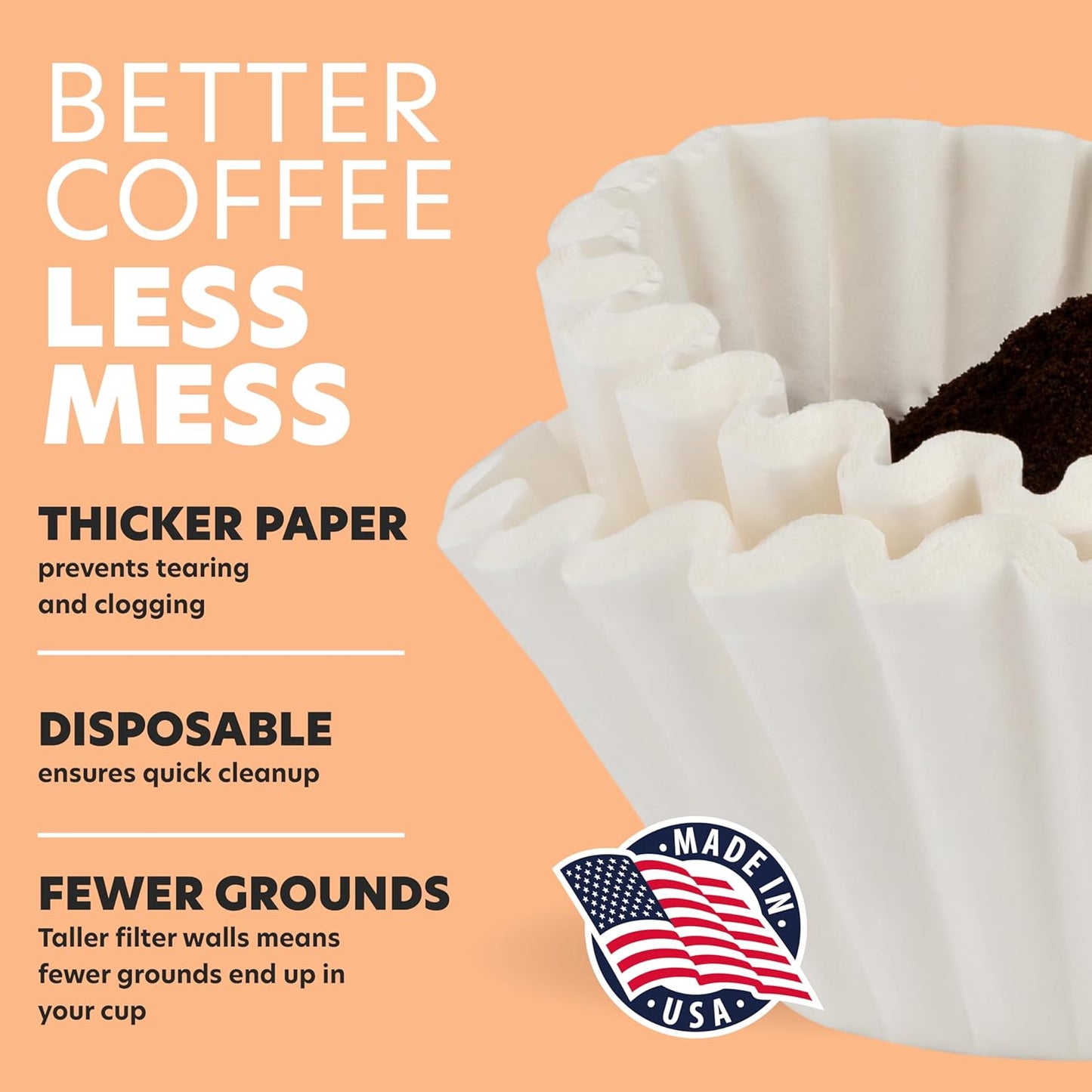 Tupkee Extra Large Coffee Filters - 13.75” x 5.25” - Chlorine-Free, No Overflow, 250 Count for Bunn Machines