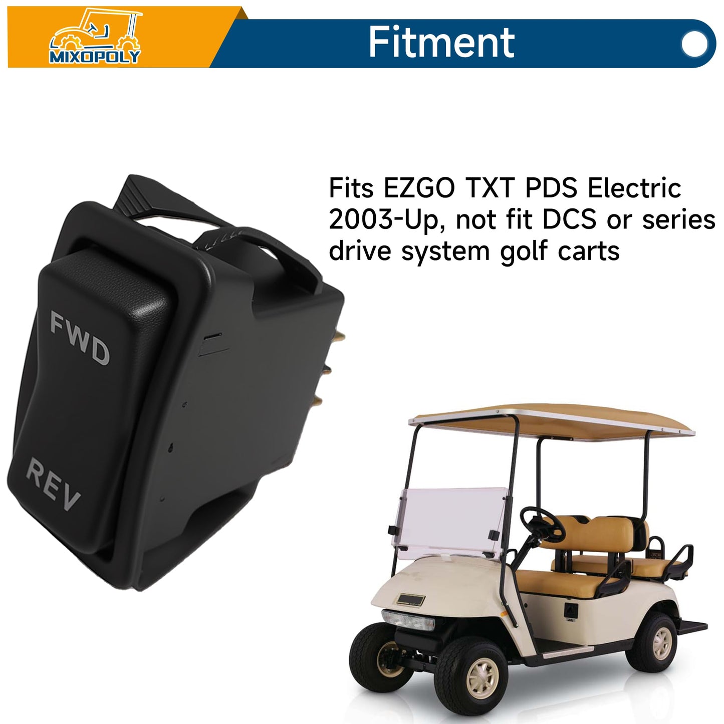 MIXOPOLY Golf Cart Forward Reverse Rocker Switch for EZGO TXT PDS 2003-Up Electric Golf Cart, Replace OEM 74323G01, 74323-G01
