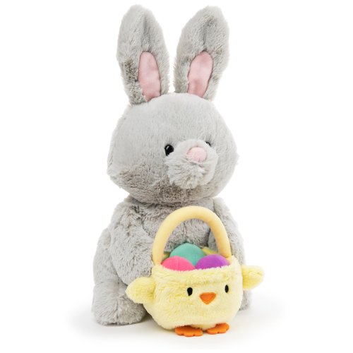 GUND Exclusive Easter Bunny with Basket and Eggs, Bunny Stuffed Animal for Ages 1 and Up, Gray, 10"