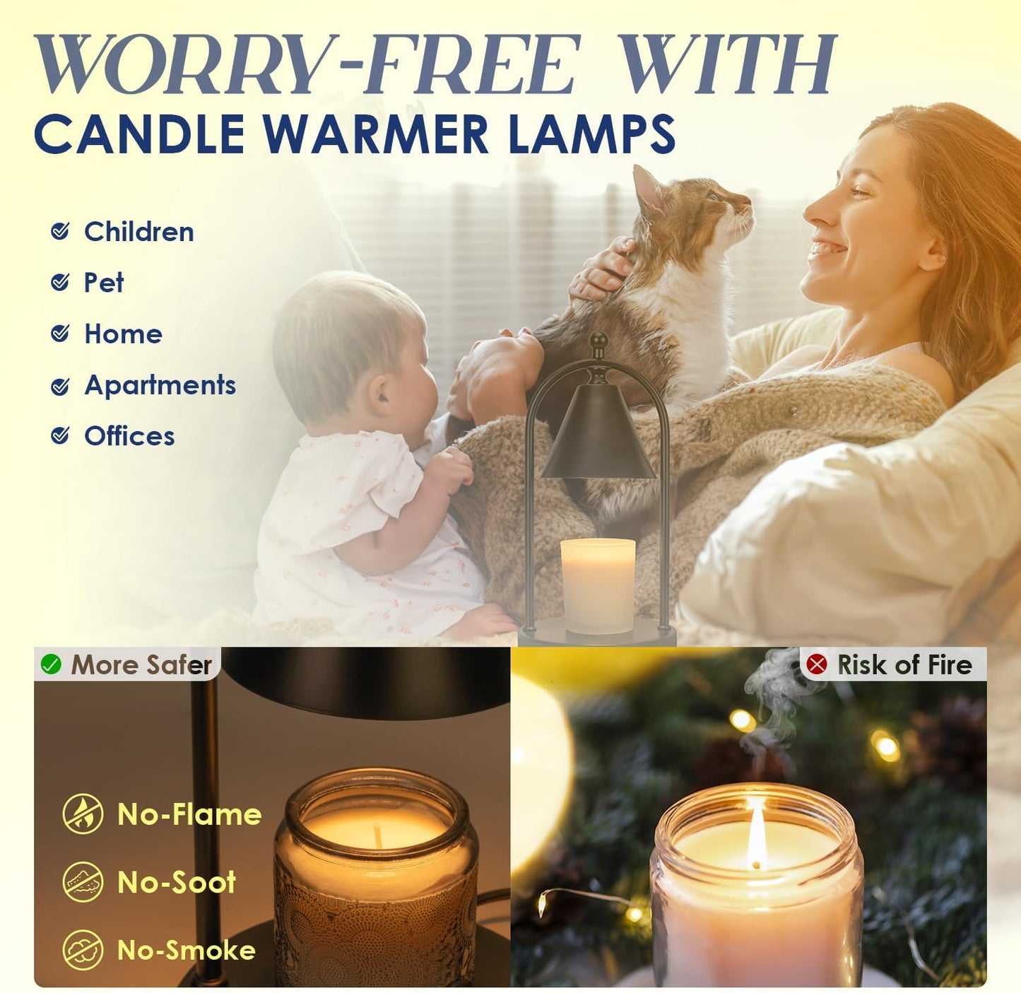 Soilsiu Candle Warmer Lamp - Dimmable Electric Light for Wax Melts & Home Decor | Timer & 2 Bulbs Included