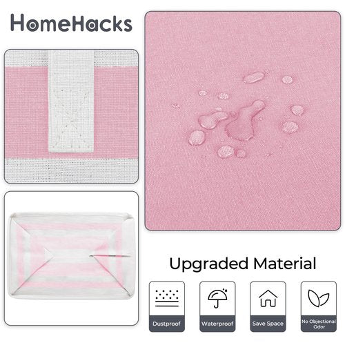 HomeHacks 2 Pack Large Laundry Baskets, Waterproof, Freestanding Laundry Hampers, Collapsible Clothes Hamper with Reinforced Handles in Laundry, College Dorm, Bathroom, Bedroom (Pink, 75Lx2)