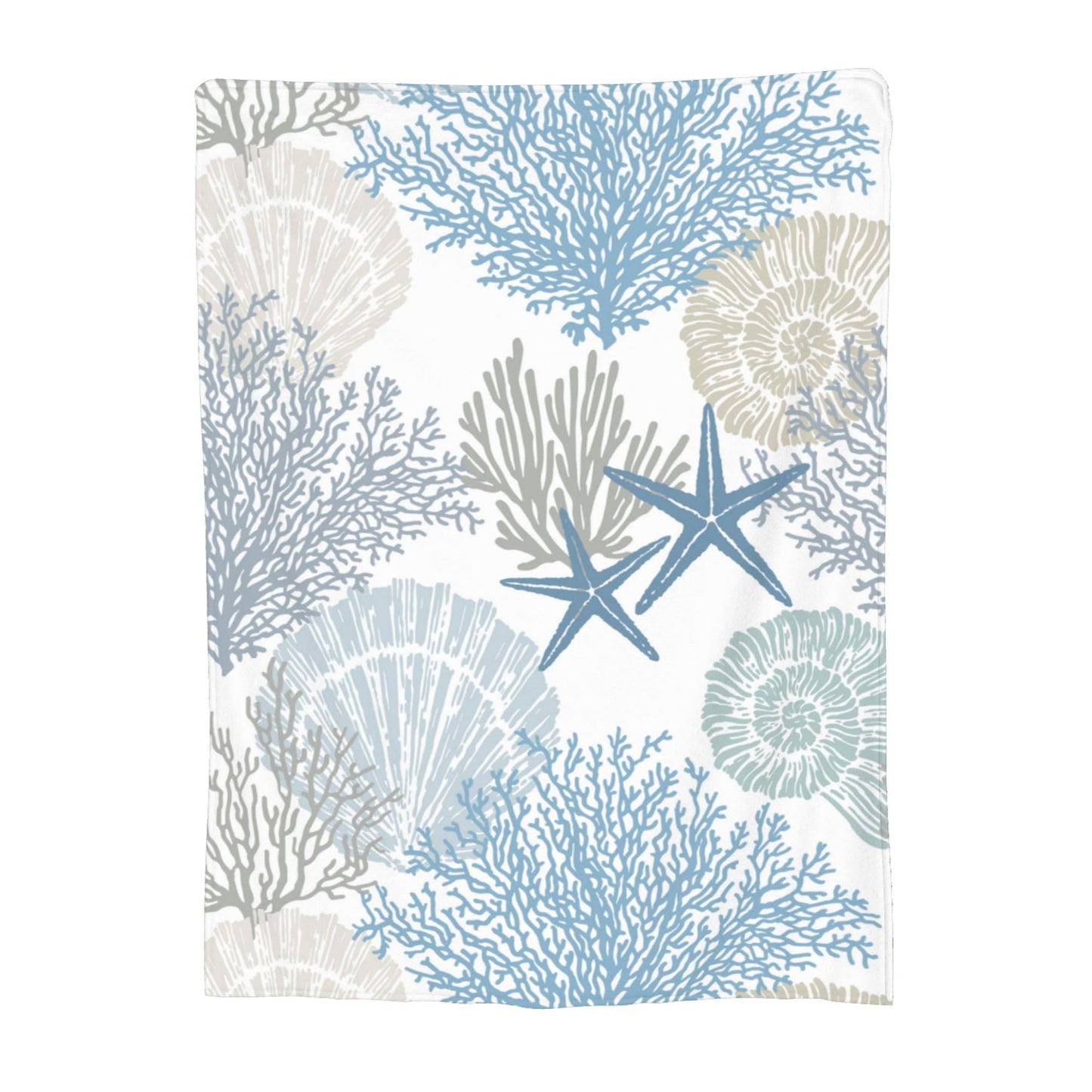 VODRM Nautical Coastal Blanket Starfish Seashell Coral Beach Themed Throw Blankets Gifts for Adults Sea Ocean Theme Lightweight Soft Fleece Cozy for Sofa Couch Bed Room Birthday Decor 50x60in