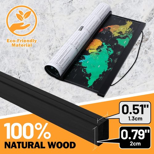 Benjia Magnetic Light Wood Poster Frame - 35x23, 35x24, 35x25 for Canvas & Artwork | Black Finish