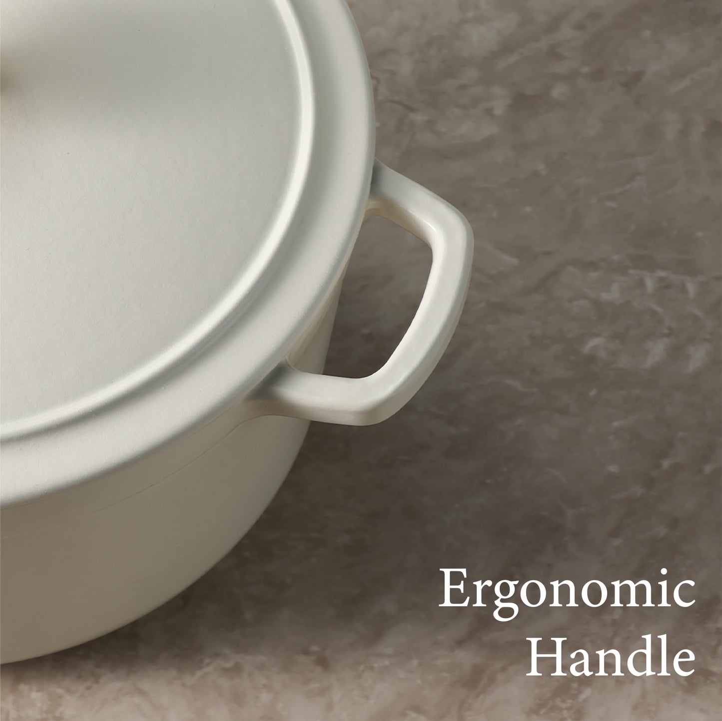 CAROTE 5QT Enameled Cast Iron Dutch Oven Pot with Lid, Cream White