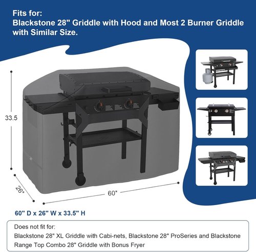 Blackstone Grill Cover - Waterproof & UV Resistant for 28" Griddle | Durable 2 Burner BBQ Protection