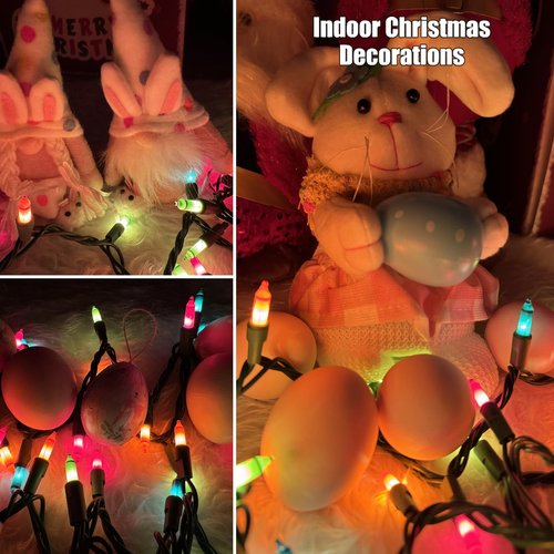 HISHINY Christmas String Lights 100 Count Pastel Mini Decorations Lights with Green Wire for Christmas Outdoor Decorations Indoor Decor,UL Certified (21feet)