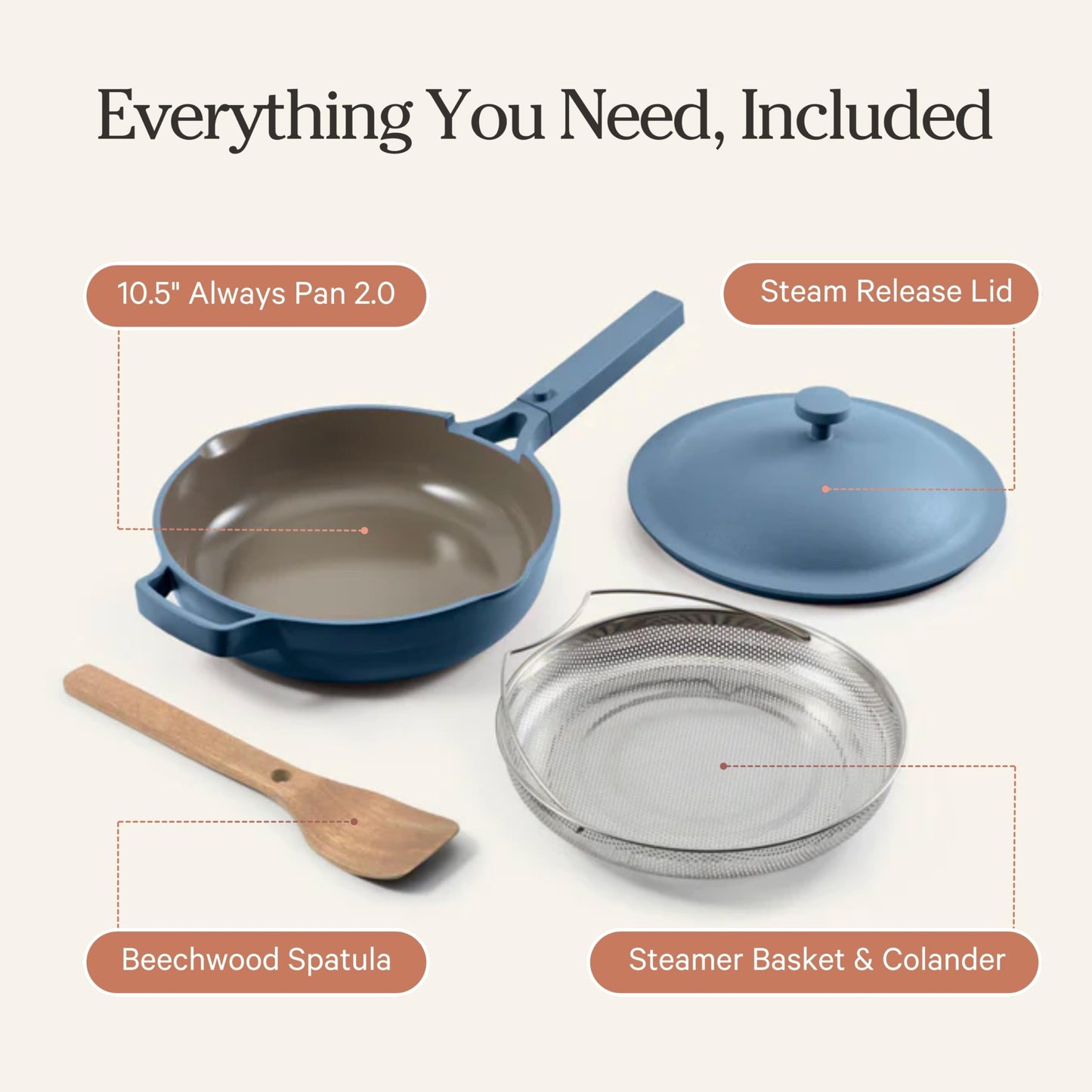 Our Place Always Pan 2.0 | 10.5" Ceramic Pan with Modular Lid, Steamer Basket & Spatula | Patented 10-in-1 Nonstick, Non-Toxic Cookware Made Without PFAS | Induction & Oven-Safe up to 450°F | Lavender