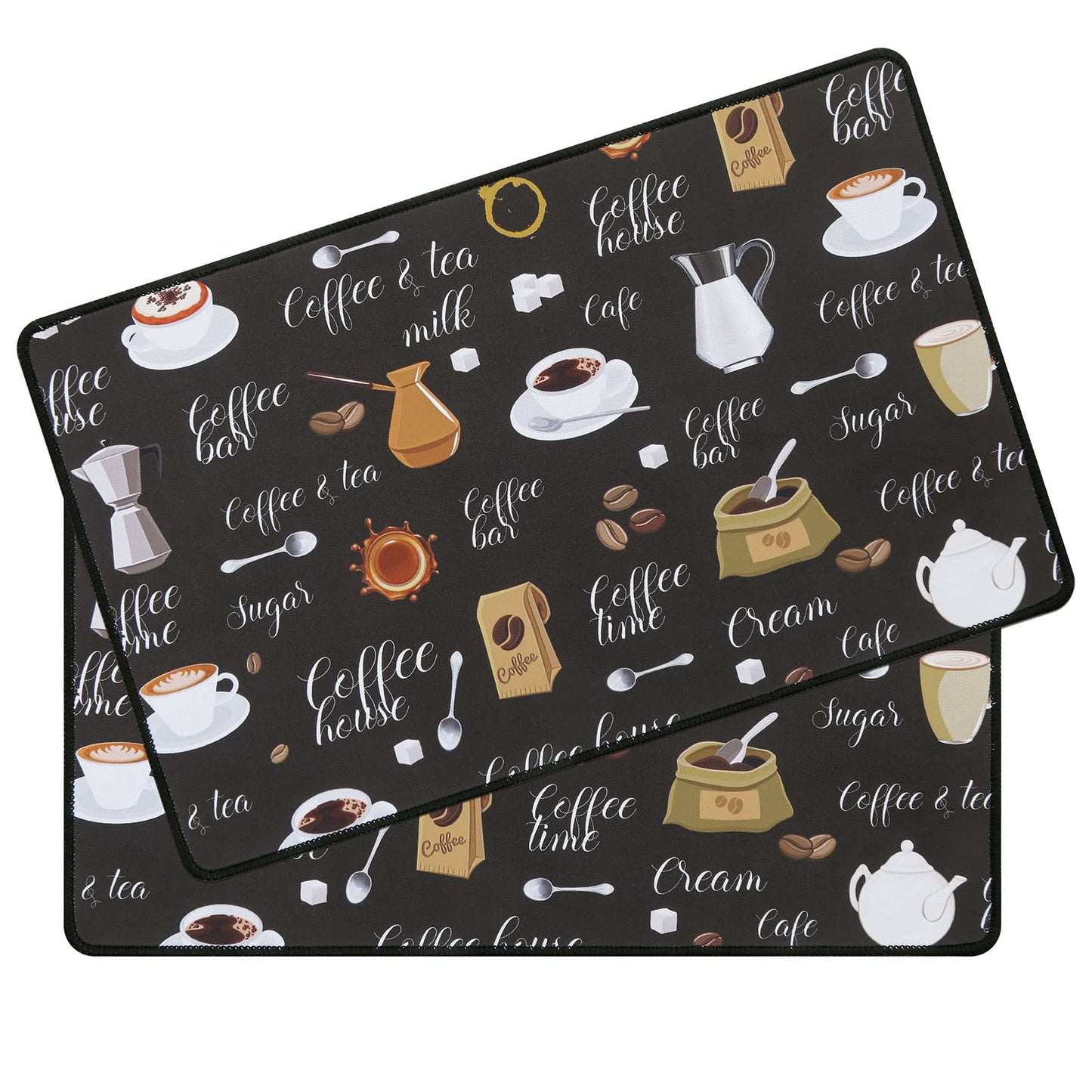 SHACOS Coffee Mat 2-Pack 12x19 Inch Absorbent Non Slip Coffee Maker Mats for Countertop Bar Accessories Dish Drying Mat Waterproof Heat Resistant, Brown
