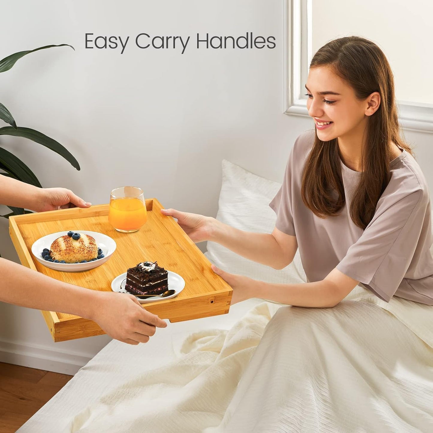 Pipishell Bamboo Bed Tray Table - Large Folding Breakfast Tray for Laptop, Snacks & Reading