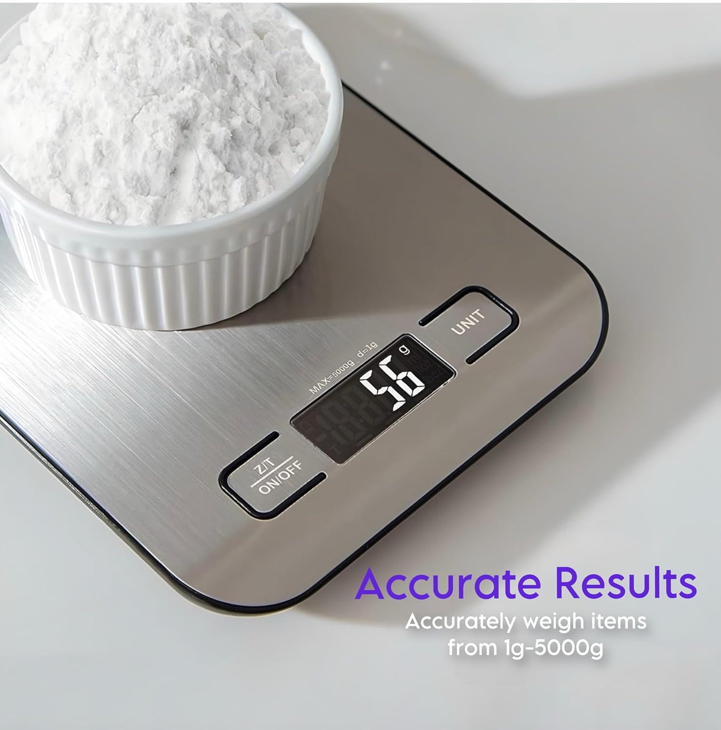 Skiennix Digital Kitchen Scale - Precision Food Scale in Grams & Ounces, Stainless Steel, Compact Design