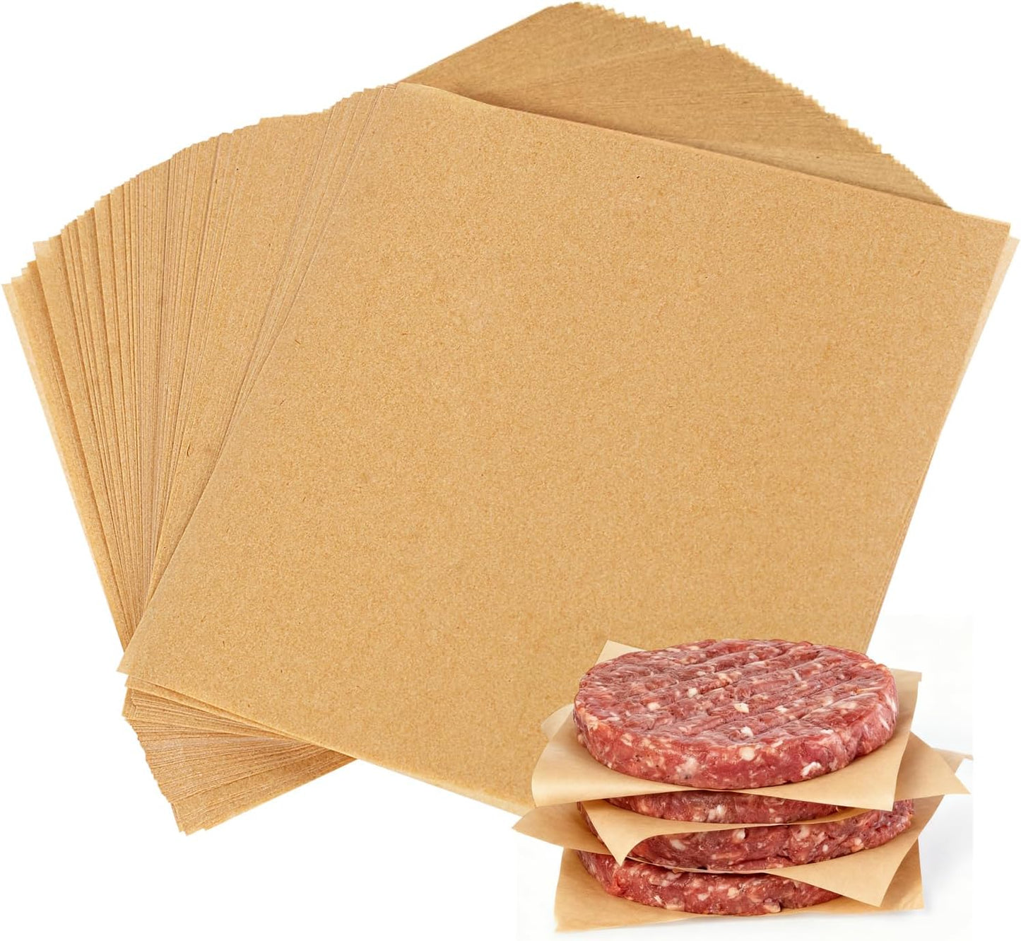 Ninsula 400PCS Patty Paper - Non-Stick Unbleached Parchment Squares, 6x6 In for Burgers, Baking & Freezing