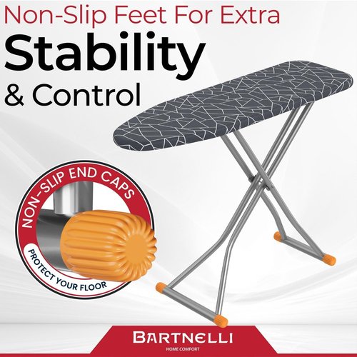 Bartnelli Compact Ironing Board - Space-Saving 13x43 Steel Design | Adjustable Height & Bonus Hanger