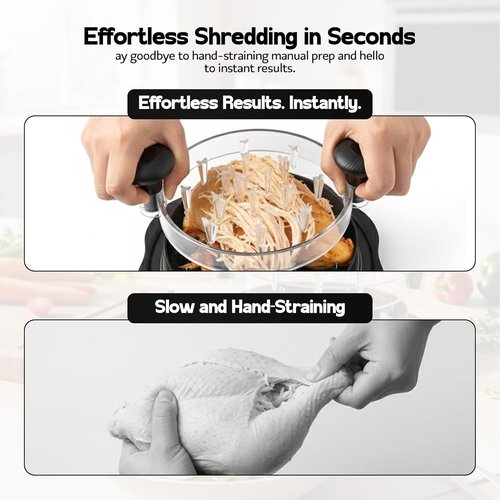 Chicken Shredder Tool Twist - Large BPA-Free Meat Shredder with Ergonomic Handle & Anti-Slip Base, Black