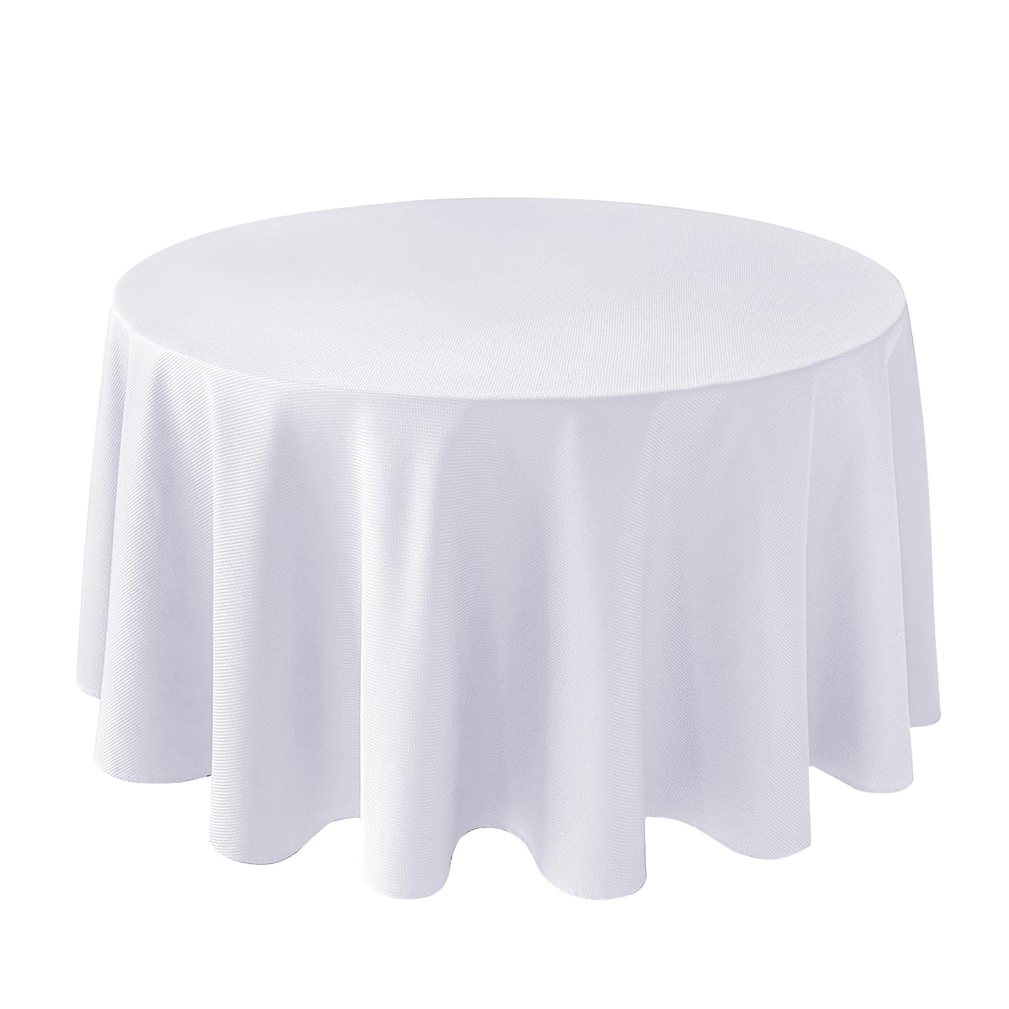 Biscaynebay Textured Fabric Round Tablecloths 108", White Water Resistant Table Cloth Circle Folding Table Covers Linen for Dining, Kitchen, Wedding and Parties etc. Machine Washable