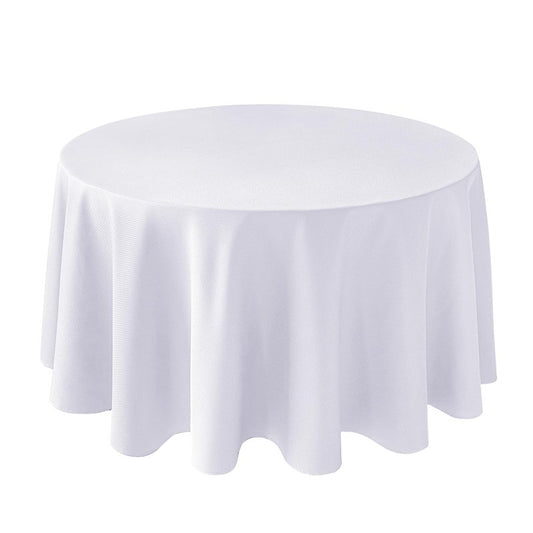 Biscaynebay Textured Fabric Round Tablecloths 108", White Water Resistant Table Cloth Circle Folding Table Covers Linen for Dining, Kitchen, Wedding and Parties etc. Machine Washable