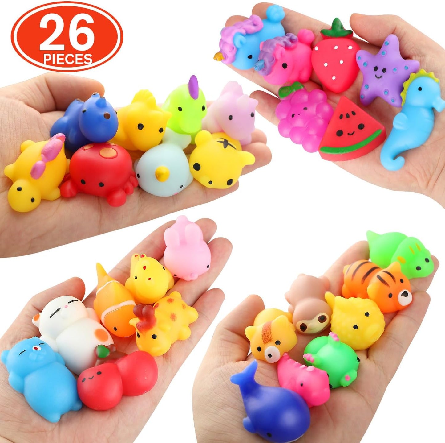 Nobasco Squishies | 26-Pack Mochi Cat Squishy Toys - Kawaii Slow Rising Stress Relievers