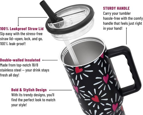 DLOCCOLD 40 oz Insulated Tumbler - Leak Resistant, Car Cup Holder Friendly, Modern Stainless Steel