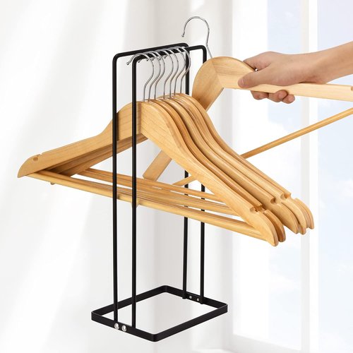 EASTTOWEST Hanger Organizer - Sturdy Black Carbon Steel Rack Holds 110 Wire Hangers | Closet & Laundry Room Storage