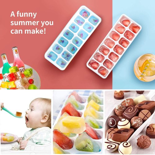 Airabc Silicone Ice Cube Trays - 4 Pack with Removable Lid | Easy-Release 14-Cube Design, BPA Free