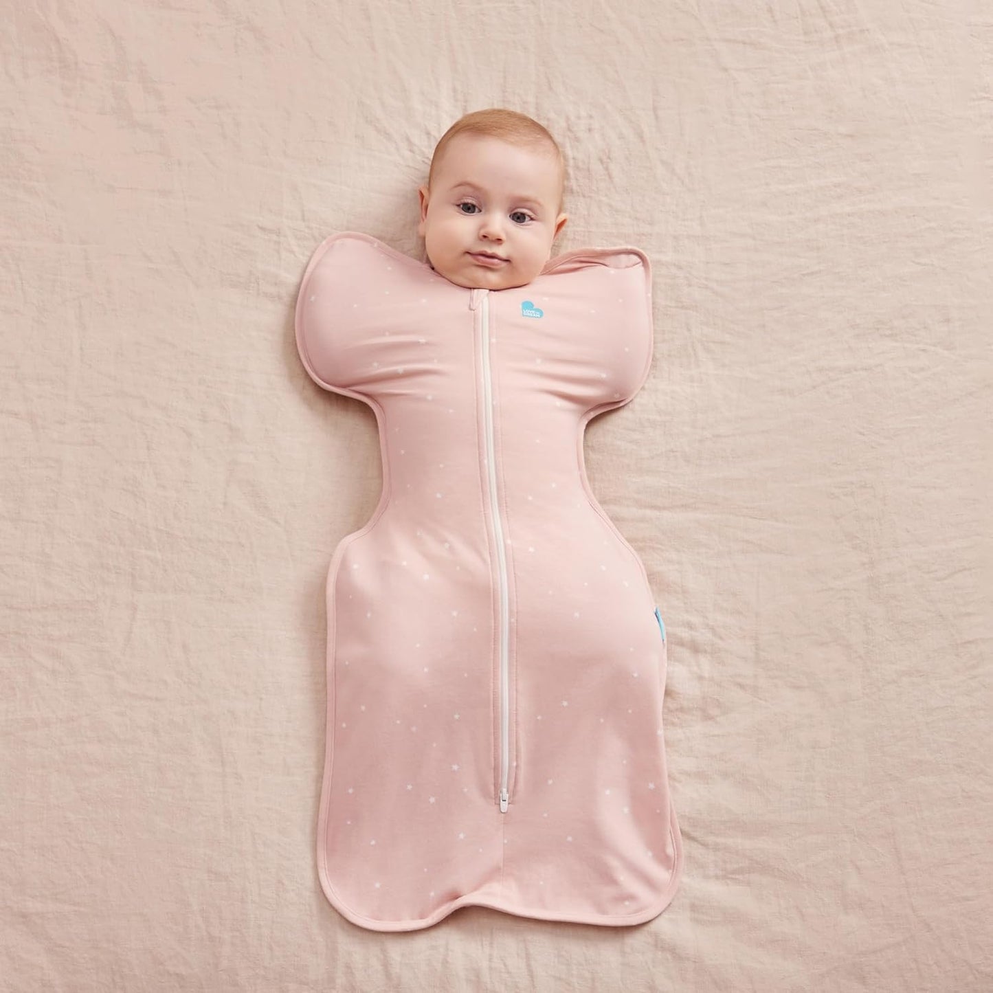 Love To Dream Swaddle UP - Baby Sleep Sack for Newborns | Self-Soothing Snug Fit, 1.0 TOG, Small 8-13lbs, Powder Pink Twinkle
