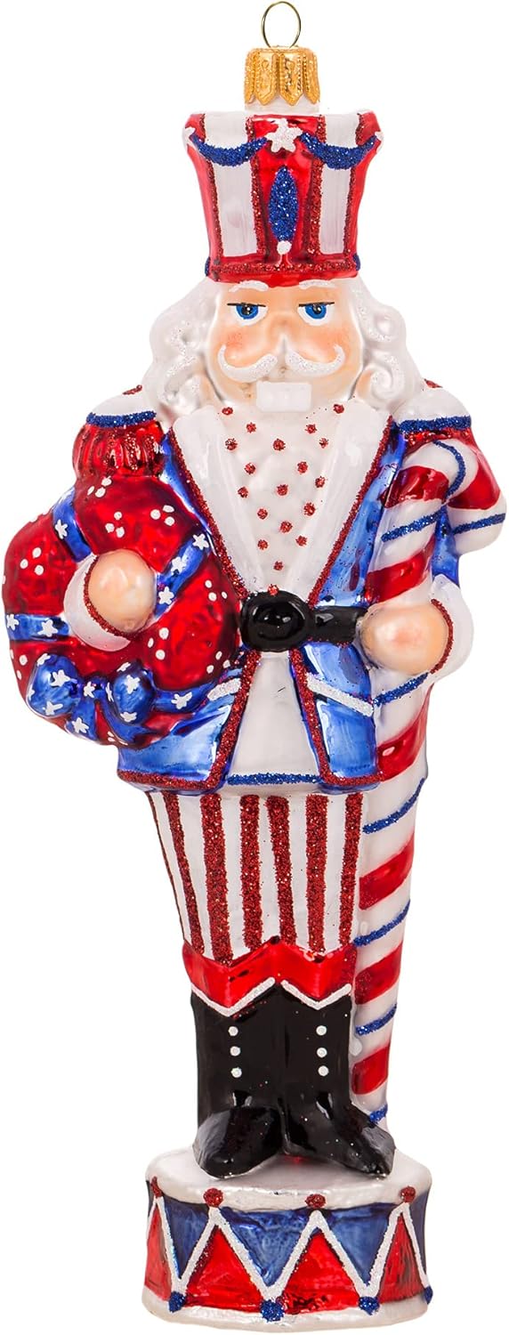 Miss Christmas 2025 Collection Fancy Nutcracker Soldier 7-Inch Blown Glass Christmas Tree Ornament (Festive Nutcracker)
