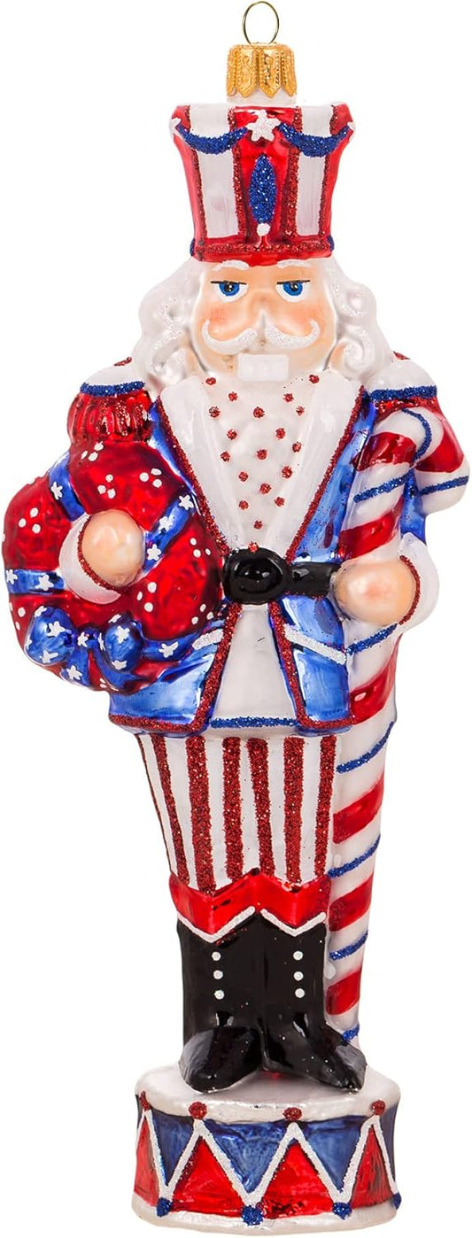 Miss Christmas 2025 Collection Fancy Nutcracker Soldier 7-Inch Blown Glass Christmas Tree Ornament (Festive Nutcracker)