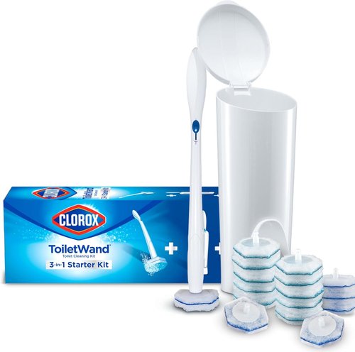 Clorox ToiletWand Disposable Toilet Cleaning System - Essential Spring Cleaning Kit with 16 Refills & Storage Caddy