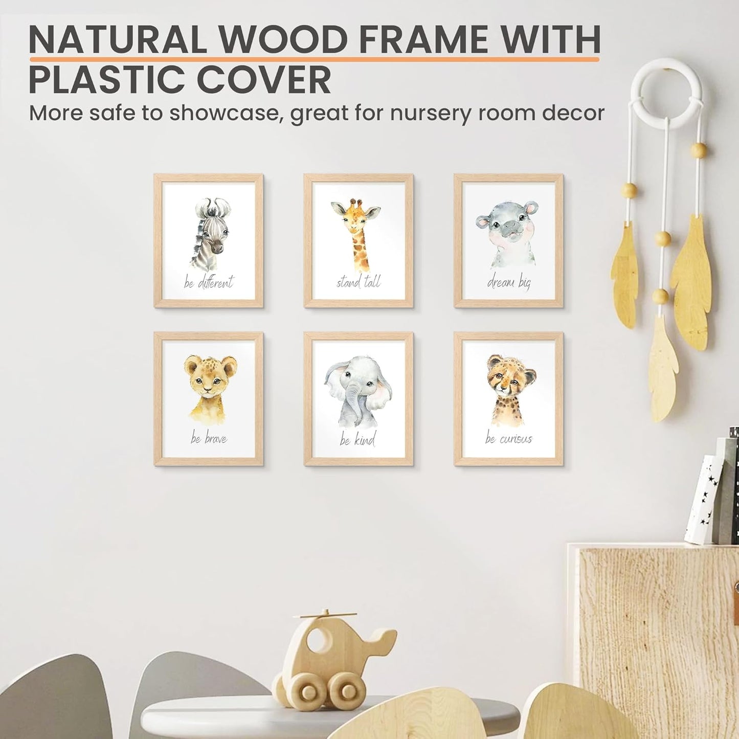 Upsimples 8x10 Picture Frame - Natural Solid Wood Design for 5x7 or 8x10 Displays | Wall & Tabletop Use