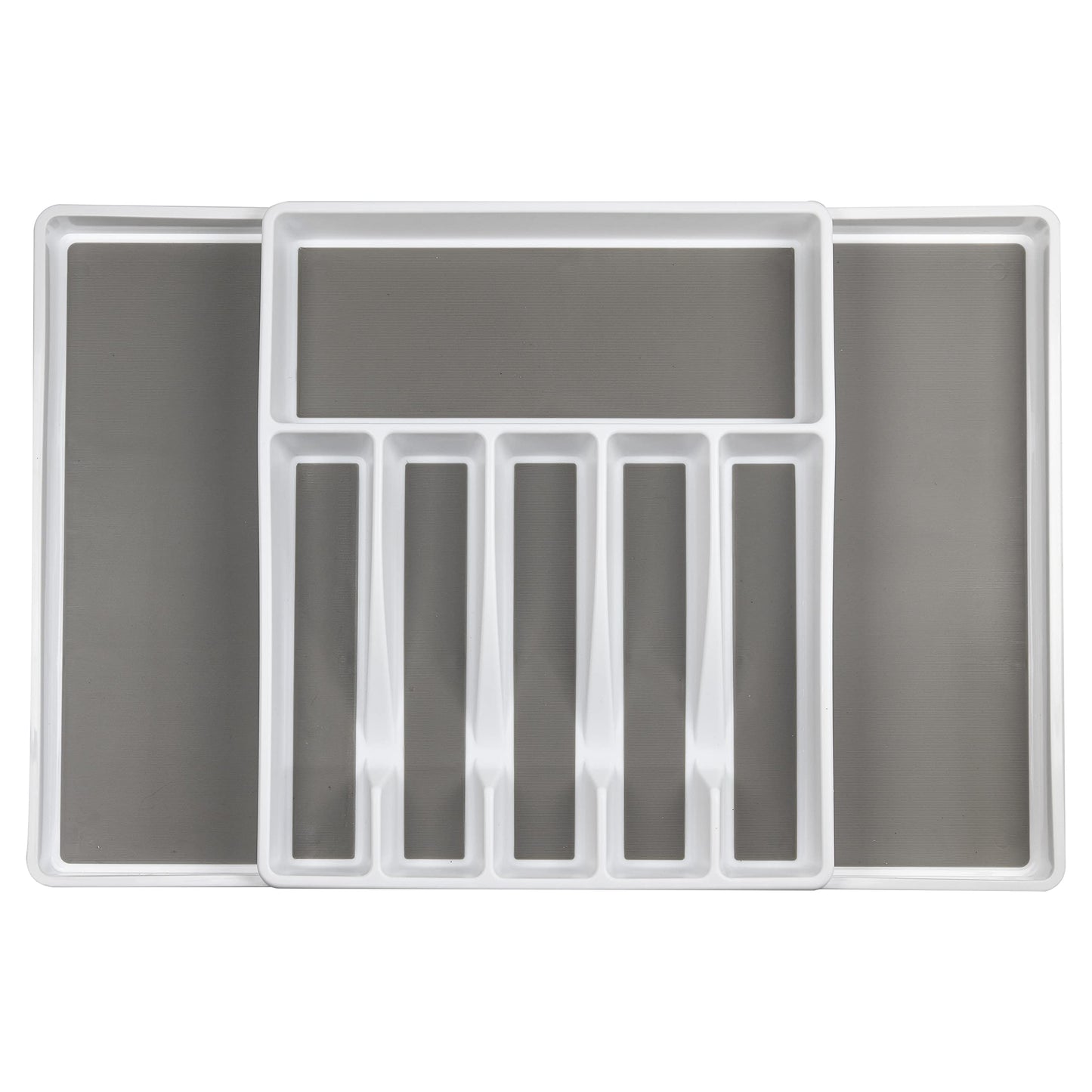 ELTOW Large Expandable Silverware Drawer Organizer, 8 Compartment Non-Slip & Adjustable Silverware Organizer for Drawer, Kitchen Organization for Utensils, Cutlery, Silverware Tray (White)
