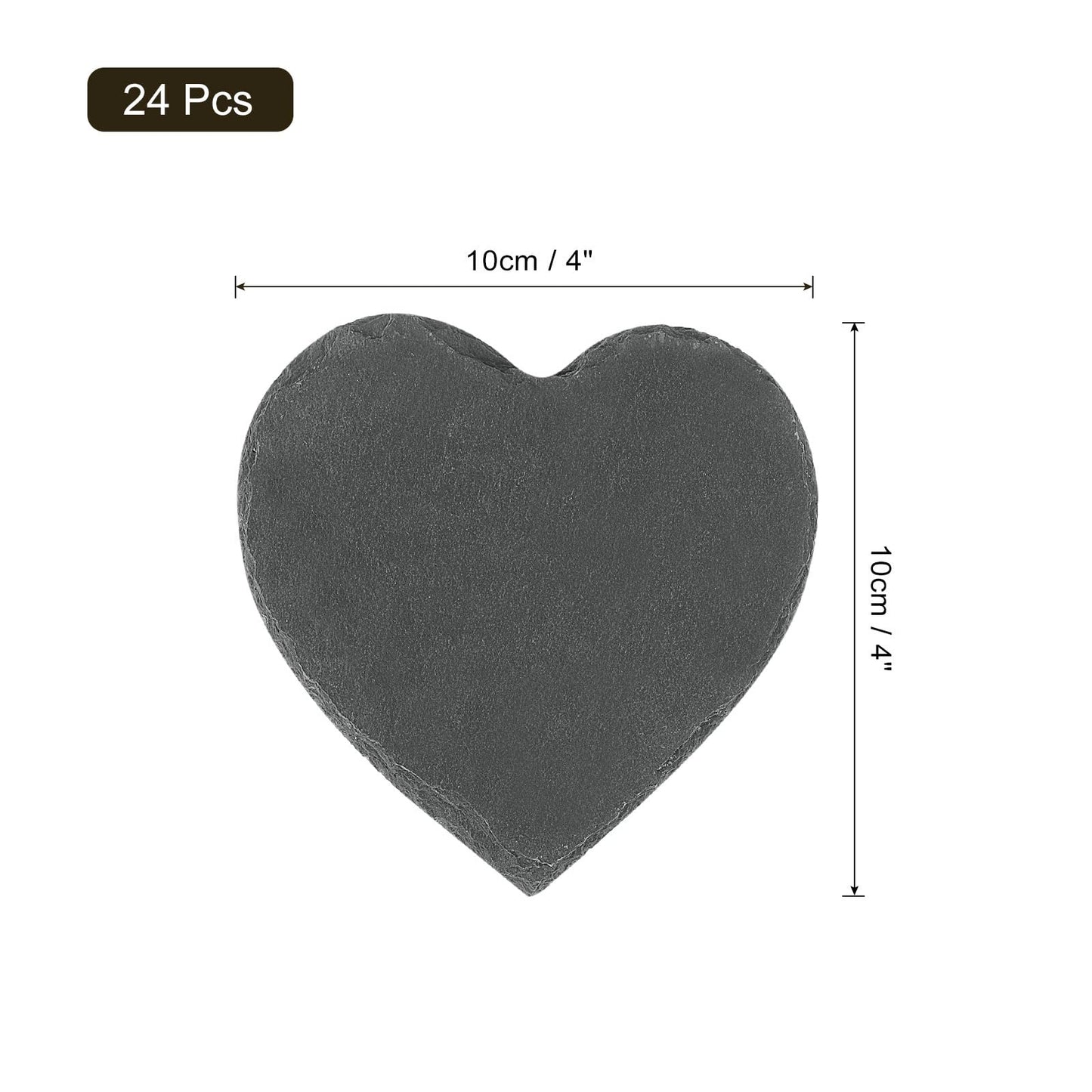uxcell 12 Pcs Slate Drink Coasters, 4 Inch Black Slate Stone Coasters with Anti-Scratch Bottom, Bar Coasters Cup Coaster for Home Office Kitchen Apartment Bar, Heart Shape