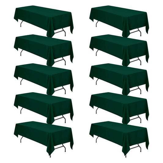 BRILLMAX 10 Pack Hunter Green Tablecloths 60 x 126 Inch for 8ft Rectangle Tables - 150 GSM Polyester Fabric, 15" Standard Drop, Water, Stain & Wrinkle Resistant Cloth Cover for Wedding Dining Buffet
