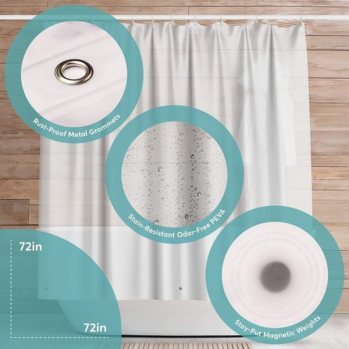 BigFoot Shower Curtain Liner - Heavy Duty 72 x 72 PEVA with Rustproof Grommets & Magnetic Weights | Odor-Free, Frosted Design