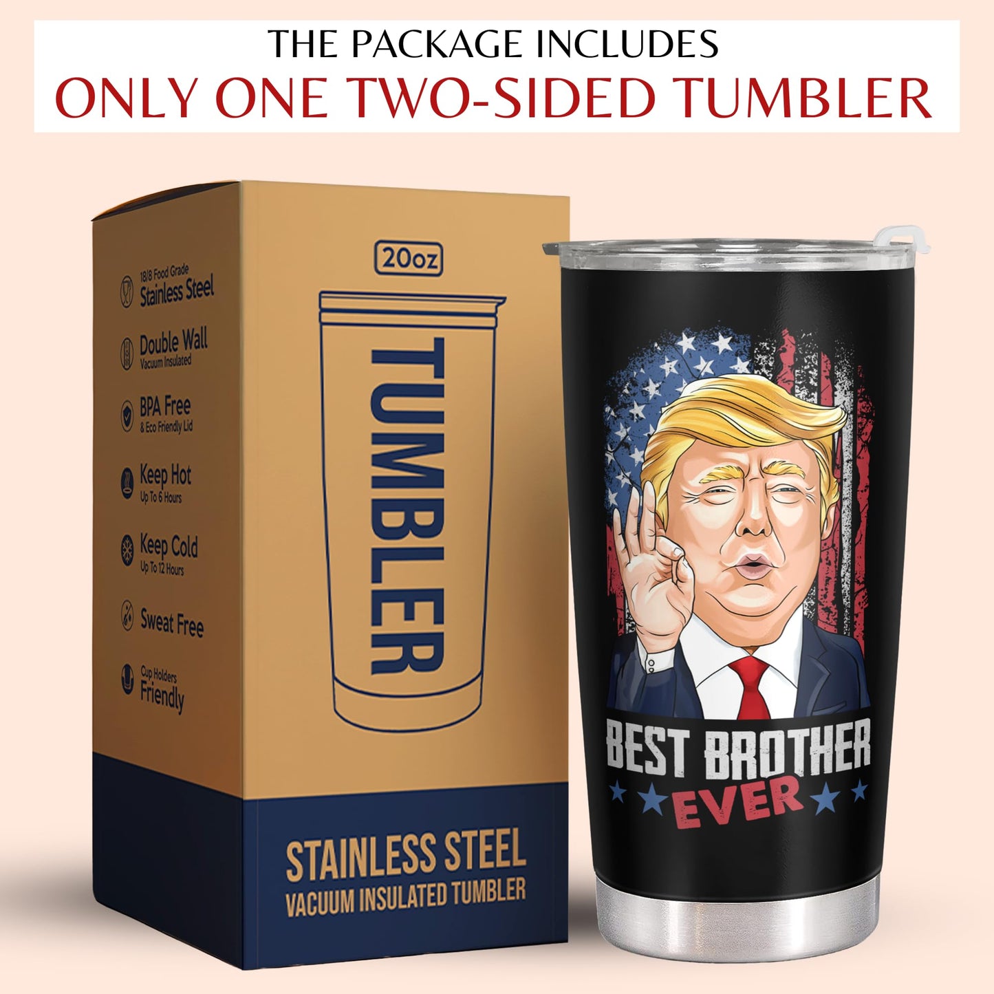 Mocosweeties Gifts for Brother - Birthday, Fathers Day Gift for Brother - Funny Big Brothers Gifts for Men from Bro, Sis - Gift Ideas for Brothers-in-law - 20 Oz Black Stainless Steel Tumbler