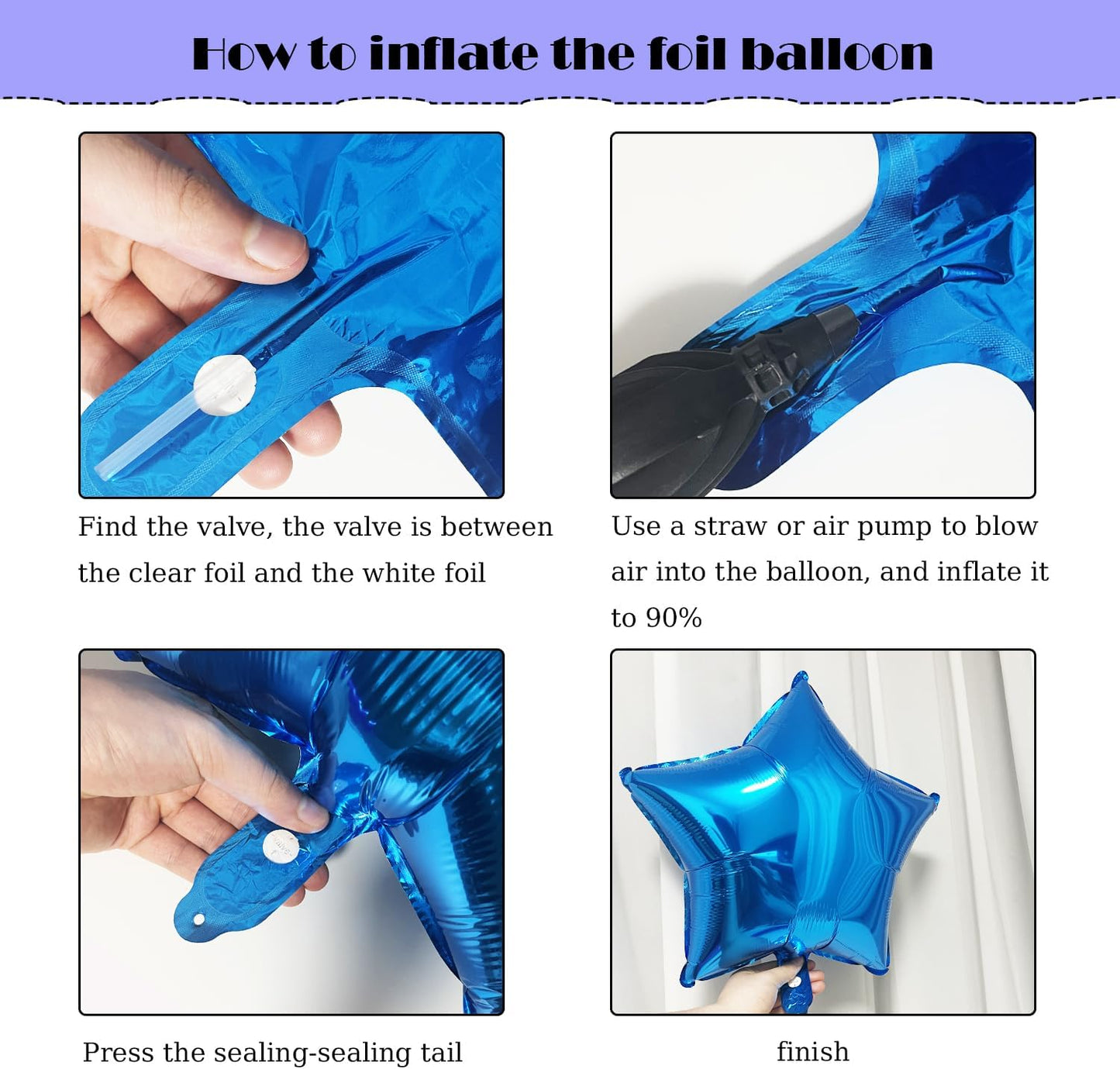 3D Foil Blue Happy Birthday Balloon Banner by [Brand Name] - Star Balloons & Confetti for All Ages