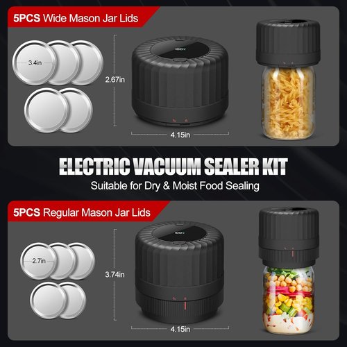 Electric Mason Jar Vacuum Sealer Kit by 2026 - Perfect for Wide & Regular Mouth Canning Jars