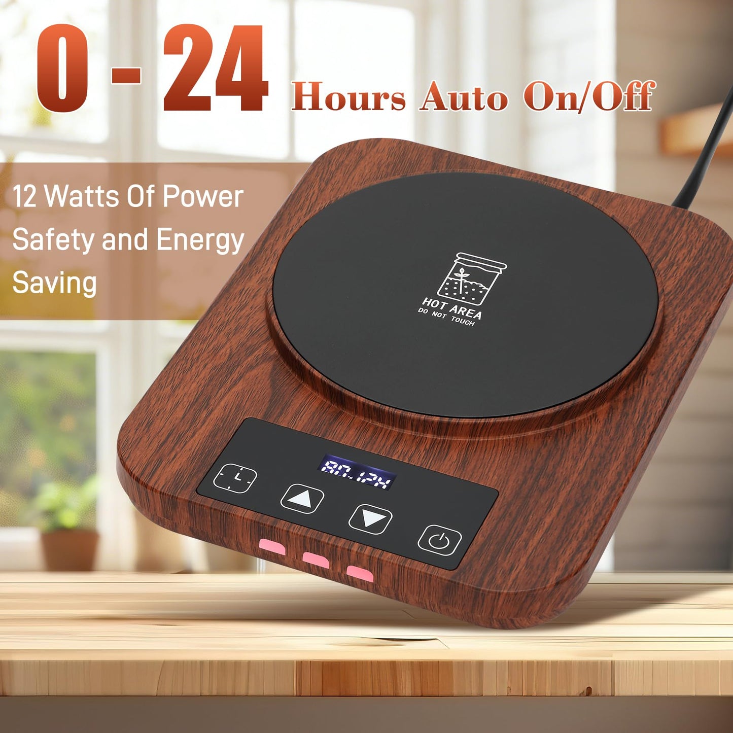 Sourdough Starter Warmer -24H Timer, Precise 1°F Thermostat Control (70-100°F) Smart Memory Warming On/Off,Sourdough Warming Mat for Home Baking（Wood Grain）