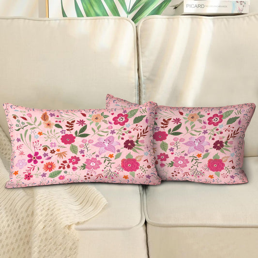 COARVXA Floral Pillow Covers 18x18 Set of 2,Pink Farmhouse Floral Pillow Covers Decor Double Sided Pattern Cushion Cover Soft Pillow Case for Living Sofa Room Bed Porch Patio Square Pillow Cover