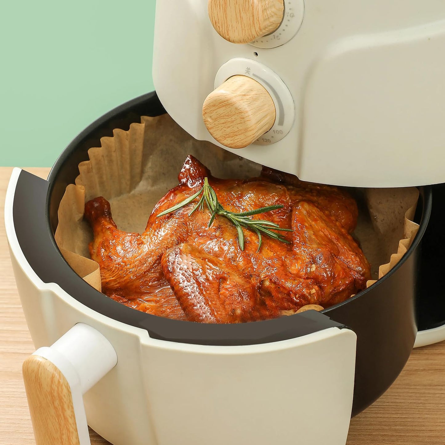 SHINYMOMO Air Fryer Liners Disposable Paper,100Pcs Airfryer Paper Liners,Non Stick Parchment Paper Liners,Food Grade Air Fryer Accessories for Microwave Oven Steamer 6.3inch Round