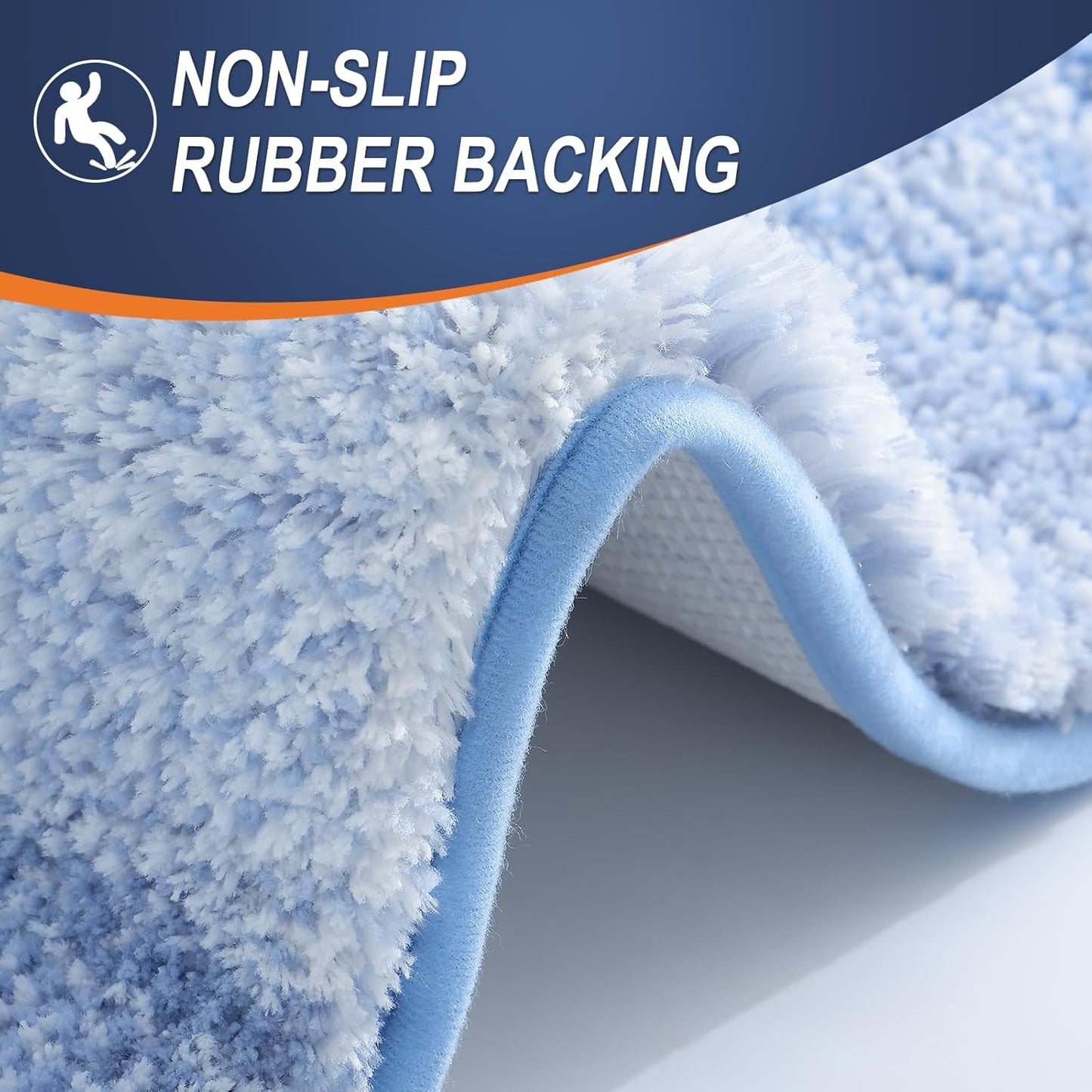 OLANLY Large Bath Rugs - Extra Soft Microfiber Mat 45x27 | Quick-Dry, Washable, Rubber Backing, Light Blue