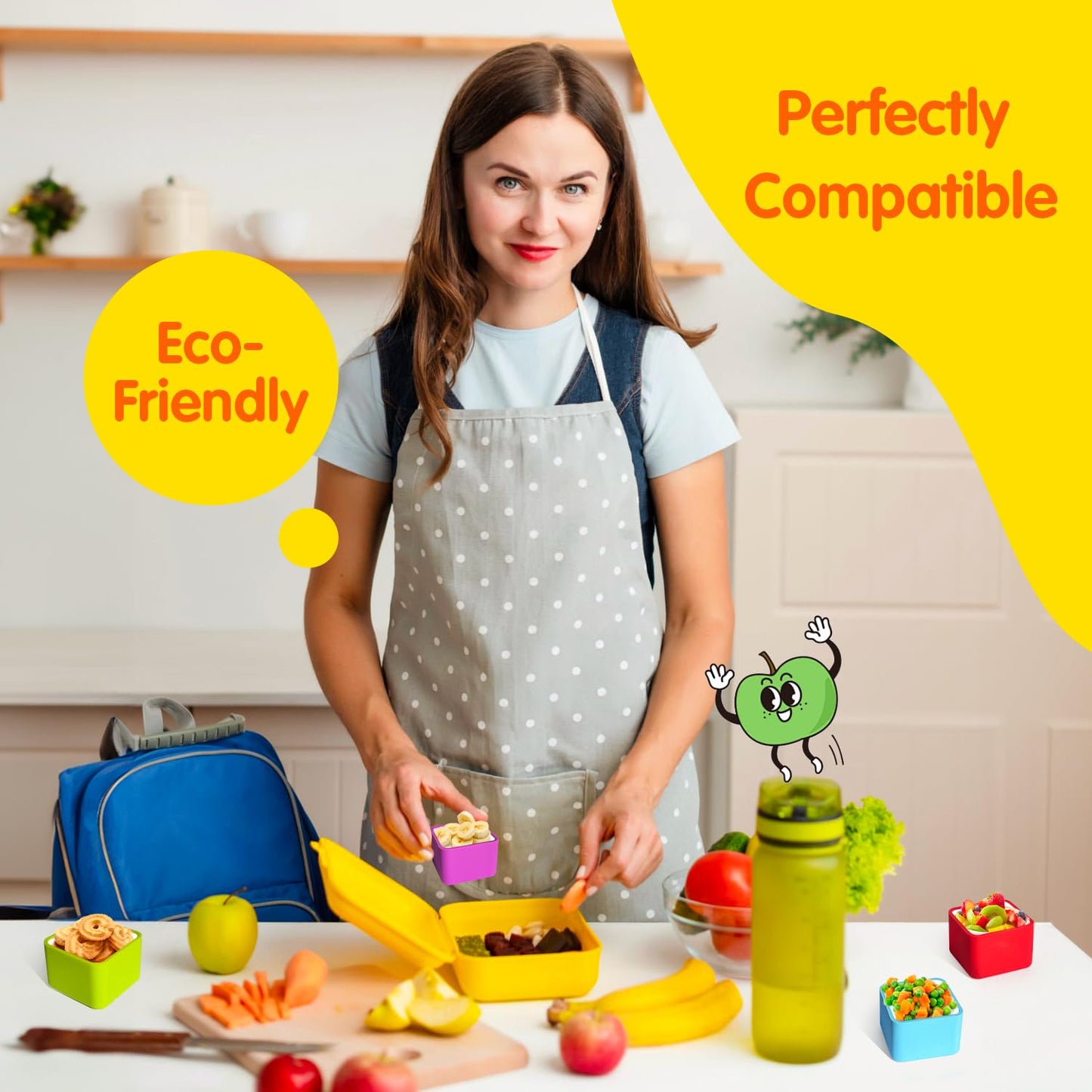 IELEK Silicone Bento Lunch Box Dividers Reusable Bento Box Containers Bundle Accessories- Non-Toxic, BPA Free, Dishwasher Safe