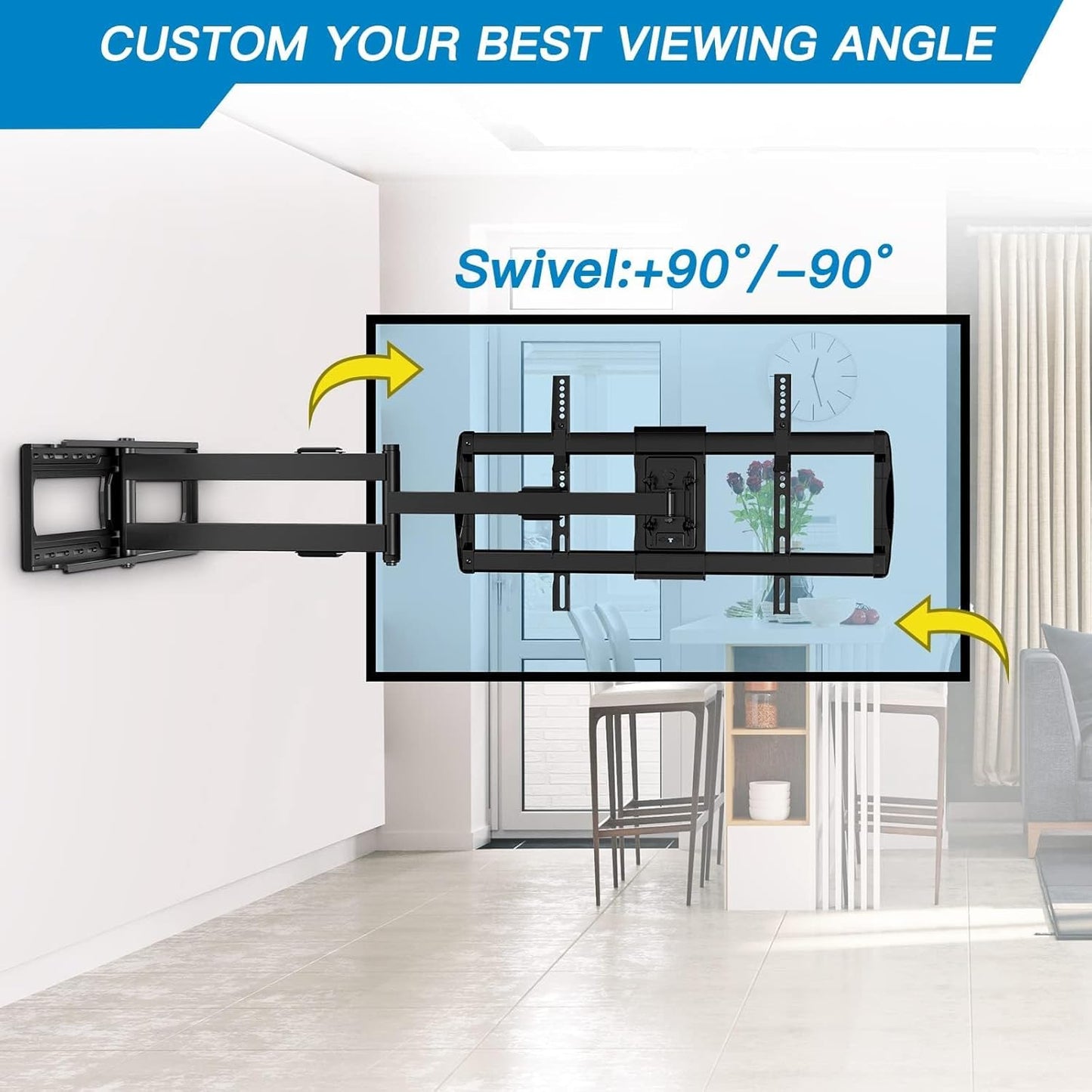 Perlesmith Long Arm TV Wall Mount - Full Motion Design for 42-90 Inch TVs | 42.72 Inch Extension, Max VESA 800x400mm, 150 lbs Capacity