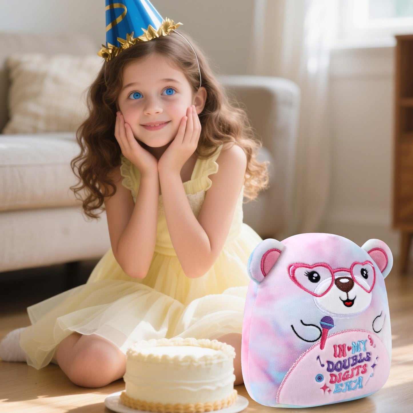 InIsaJace 10th Happy Birthday Stuffed Animal Gifts, 8 Inches Double Digits Birthday Bear Plushies Gift, in My Double Digits Era Plush Party Favors