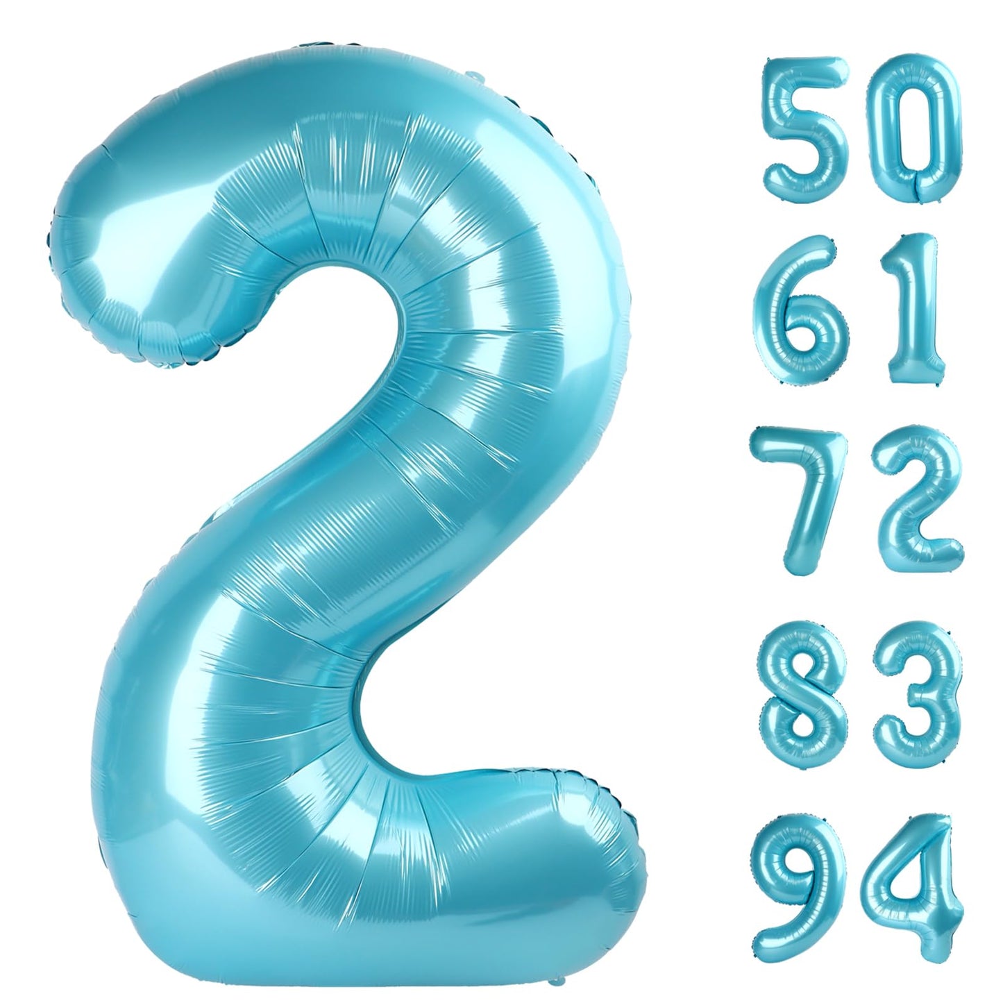 Pearlescent Blue 2 Balloon, Number Balloons 40 Inch, 2nd Balloon Number Birthday Decorations, Second Two Birthday Party Supplies, Number 2 Balloon