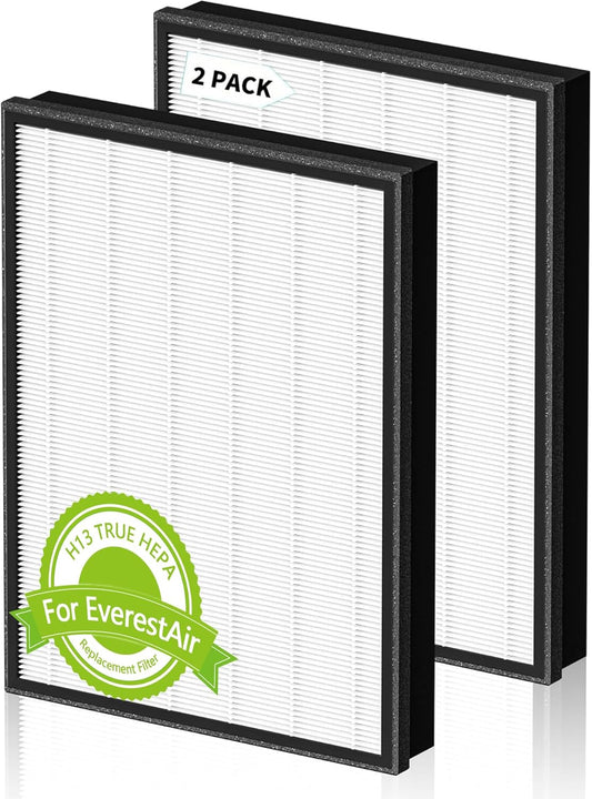 2 Pack Replacement Filter for Levoit EverestAir Air Purifier, H13 True HEPA 3-in-1 Filter, High Efficiency with Activated Carbon Filter